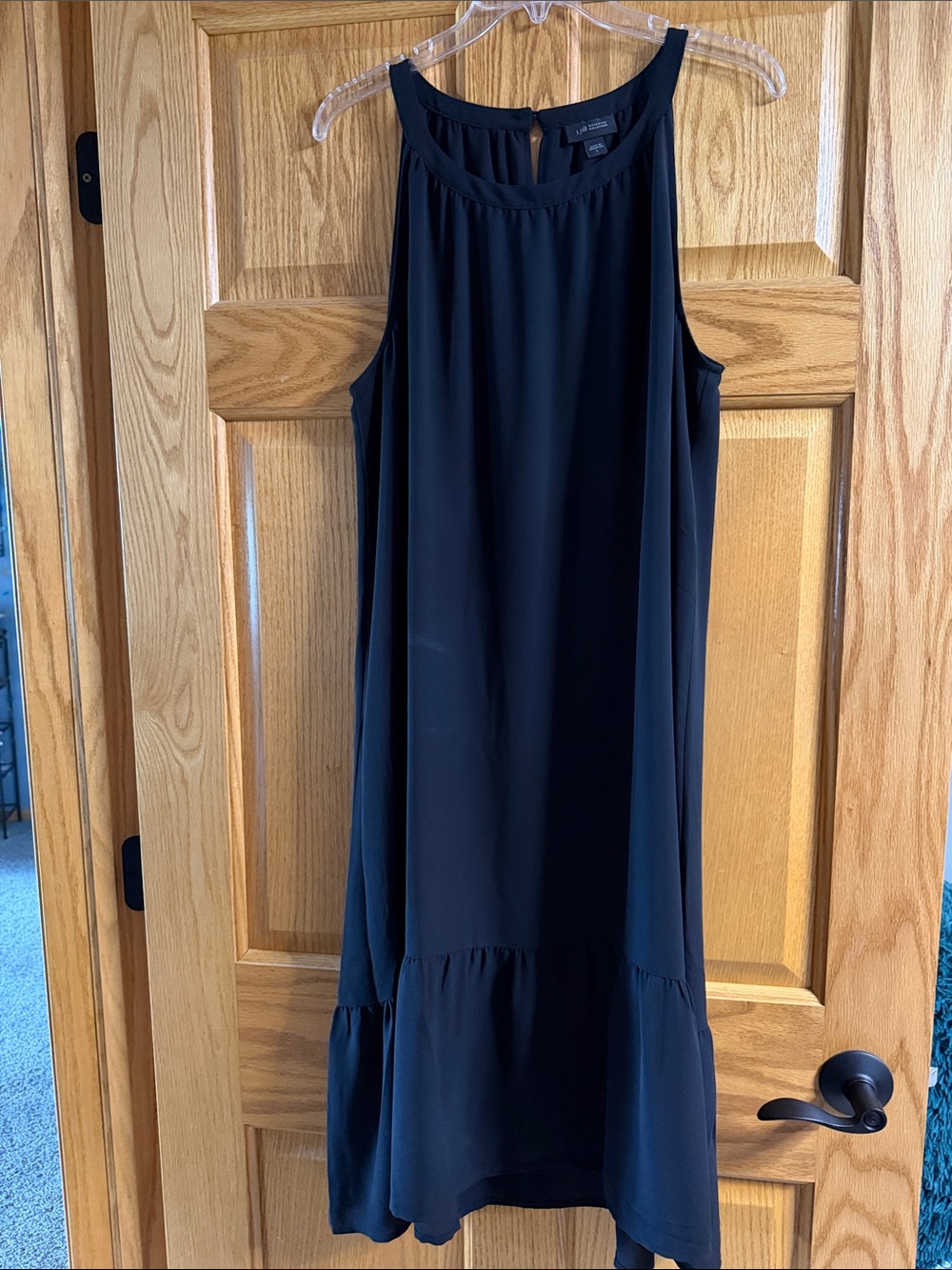 J. Jill Black Sleeveless Midi Dress with Ruffle Hem
